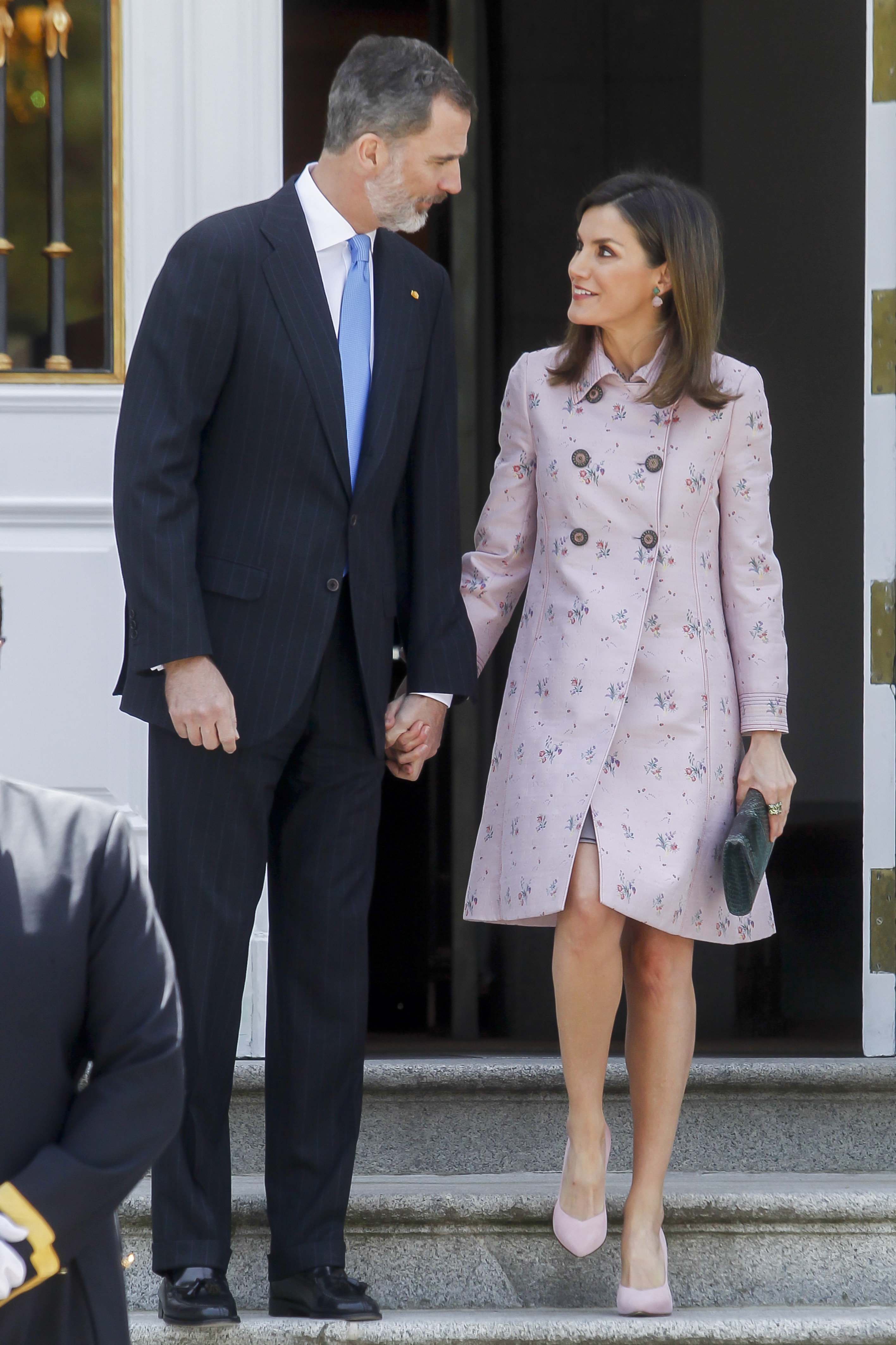 King Felipe and Queen Letizia attend a Lunch with Enrique Pena Nieto and Angelica Rivera at Zarzuela Palace in Madrid, Spain.
<P>
Pictured: Queen Letizia and King Felipe
<B>Ref: SPL1686616 250418 </B><BR/>
Picture by: Michael Murdock / Splash News<BR/>
</P><P>
<B>Splash News and Pictures</B><BR/>
Los Angeles: 310-821-2666<BR/>
New York: 212-619-2666<BR/>
London: 870-934-2666<BR/>
<span id=