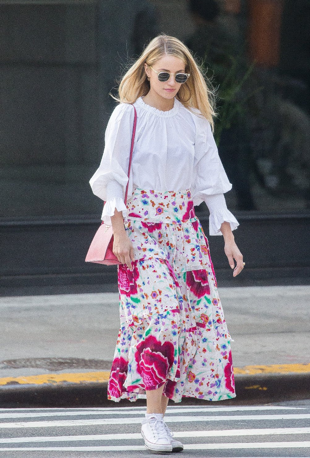 EXCLUSIVE: Dianna Agron is seen taking a stroll in on a warm day in Soho, New York. The actress seen wearing Ray Ban sunglasses, white blouse, along with long floral summer skirt, Chuck Taylor All Star CONVERSE Sneakers, and a red leather PRADA handbag.
13 Apr 2018, Image: 368529749, License: Rights-managed, Restrictions: World Rights, Model Release: no, Credit line: Profimedia, Mega Agency