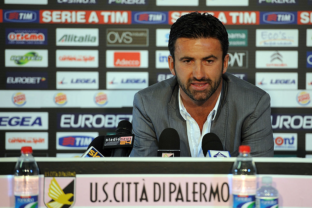 PALERMO, ITALY - MARCH 20: Christian Panucci answers questions during his presentation as a technical director for US Citta di Palermo at Tenente Carmelo Onorato Sports Centre on March 20, 2012 in Palermo, Italy. (Photo by Tullio M. Puglia/Getty Images)