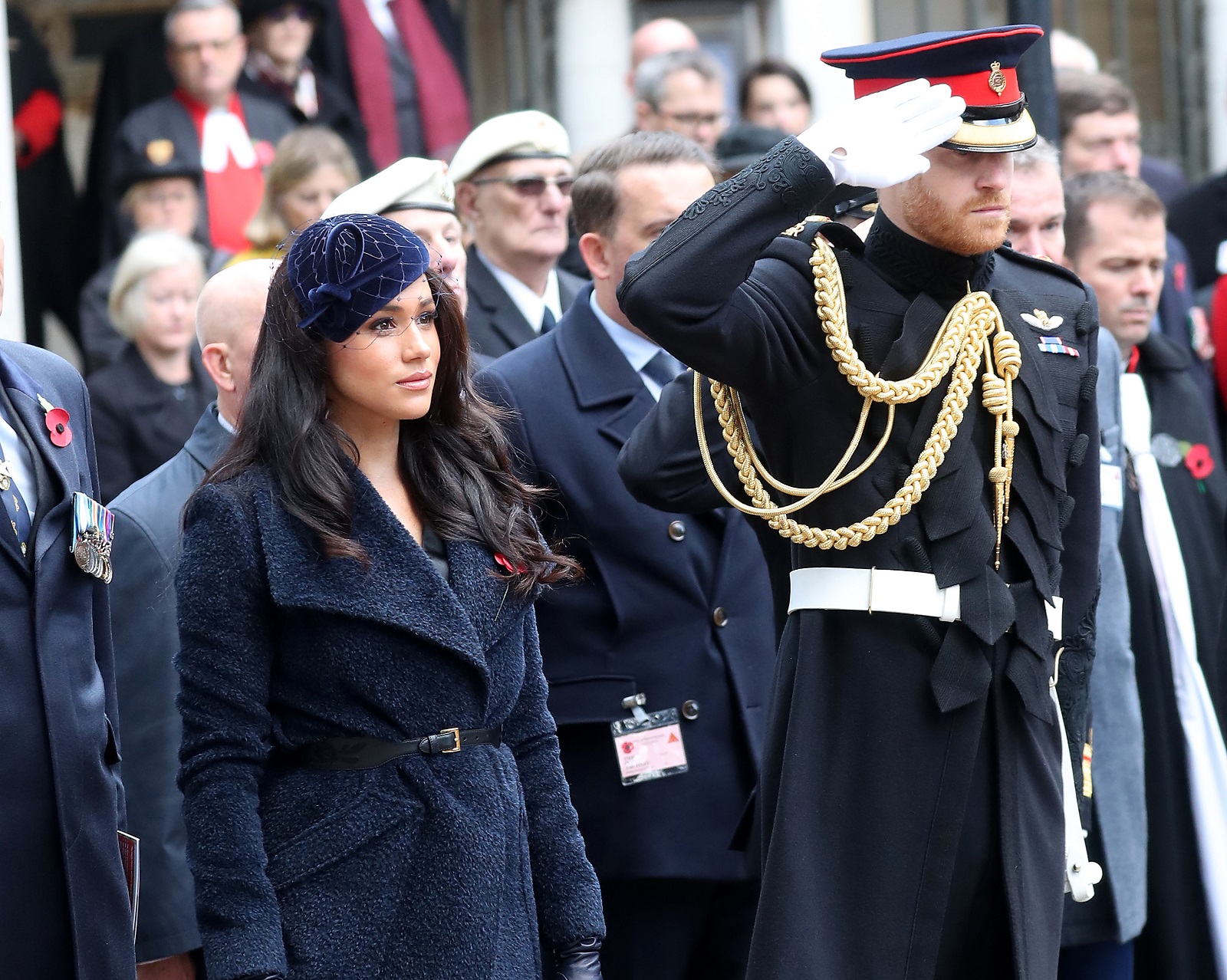 LONDON, ENGLAND - NOVEMBER 07: Prince Harry, Duke of Sussex and Meghan, Duchess of Sussex attend the 91st Field of Remembrance at Westminster Abbey on November 07, 2019 in London, England. (Photo by Chris Jackson/Getty Images)