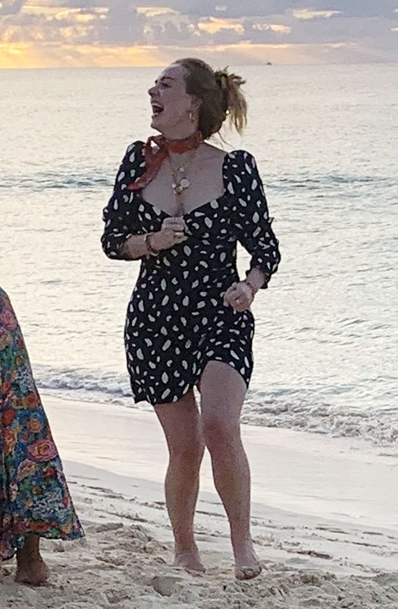 ANGUILLA, UNITED KINGDOM  -   *PREMIUM-EXCLUSIVE*  - *DO NOT USE UNLESS FEE AGREED* *PICTURES TAKEN ON 02 JAN 2020*

British Singer Adele shows off dramatic weight loss while pictured with Harry Styles and Tv presenter James Corden on Holiday together in Anguilla!

The superstar singer was seen at Blanchard's beach shack on Meads Bay beach along with her security guard and a large group of friends, the group had lunch together and sang songs until sunset. 

Adele looked in great spirits as she enjoyed drinks on the beach and showed off her slimmer figure in pattern dress and red Neck scarf!

BACKGRID UK 7 JANUARY 2020, Image: 491449260, License: Rights-managed, Restrictions: , Model Release: no, Credit line: JOE BROWN / BACKGRID / Backgrid UK / Profimedia