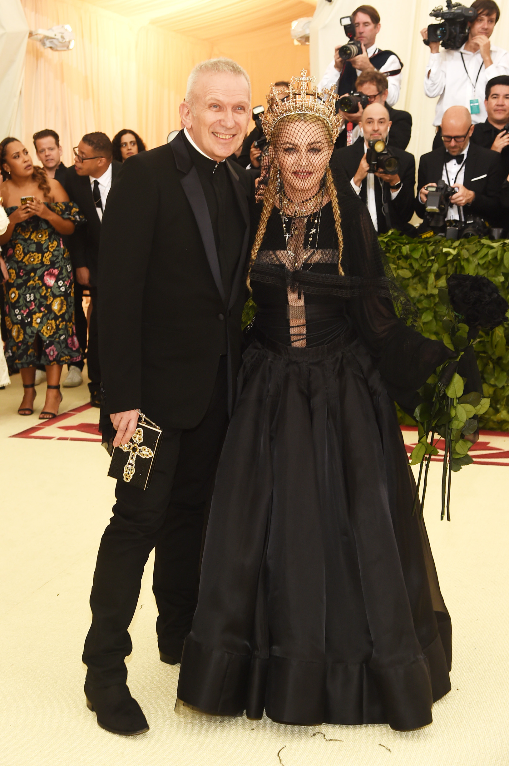NEW YORK, NY - MAY 07:  Jean Paul Gaultier and Madonna attend the Heavenly Bodies: Fashion & The Catholic Imagination Costume Institute Gala at The Metropolitan Museum of Art on May 7, 2018 in New York City.  (Photo by Jamie McCarthy/Getty Images)