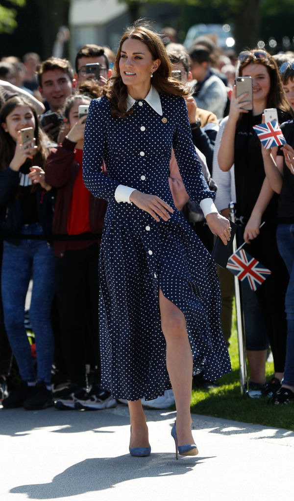 BLETCHLEY, ENGLAND - MAY 14: Catherine, Duchess of Cambridge, arrives for a visit to the D-Day exhibition at Bletchley Park on May 14, 2019 in Bletchley, England. The D-Day exhibition marks the 75th anniversary of the D-Day landings. (Photo by Darren Staples/Getty Images)