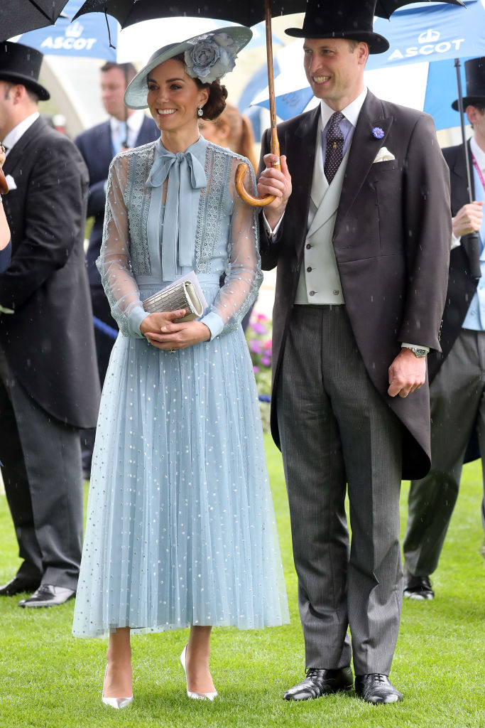 ASCOT, ENGLAND - JUNE 18: Prince William, Duke of Cambridge and Catherine, Duchess of Cambridge  on day one of Royal Ascot at Ascot Racecourse on June 18, 2019 in Ascot, England. (Photo by Chris Jackson/Getty Images)