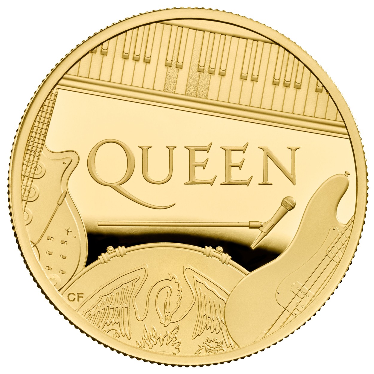 Rockers Queen have teamed up with the Royal Mint to release a series of commemorative coins.
The legendary band join Queen Elizabeth II on the set, released to celebrate the group and their lasting legacy, as the start of a series of Music Legends.
The coins detail the instruments of all four members of the band, including the Bechstein piano played by Freddie Mercury at the top of the coin.
Brian May, guitarist for the band, posed with the coins and said: Here we have the first-ever Queen and Queen coin.