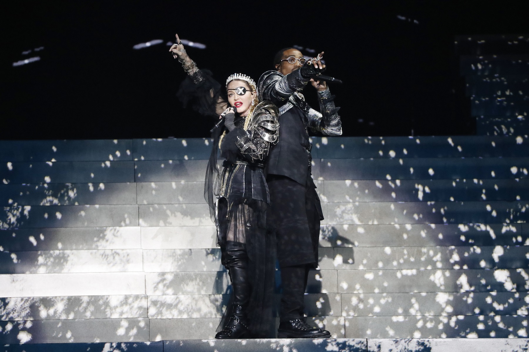 TEL AVIV, ISRAEL - MAY 18: Madonna and Quavo, perform live on stage after the 64th annual Eurovision Song Contest held at Tel Aviv Fairgrounds on May 18, 2019 in Tel Aviv, Israel. (Photo by Michael Campanella/Getty Images)