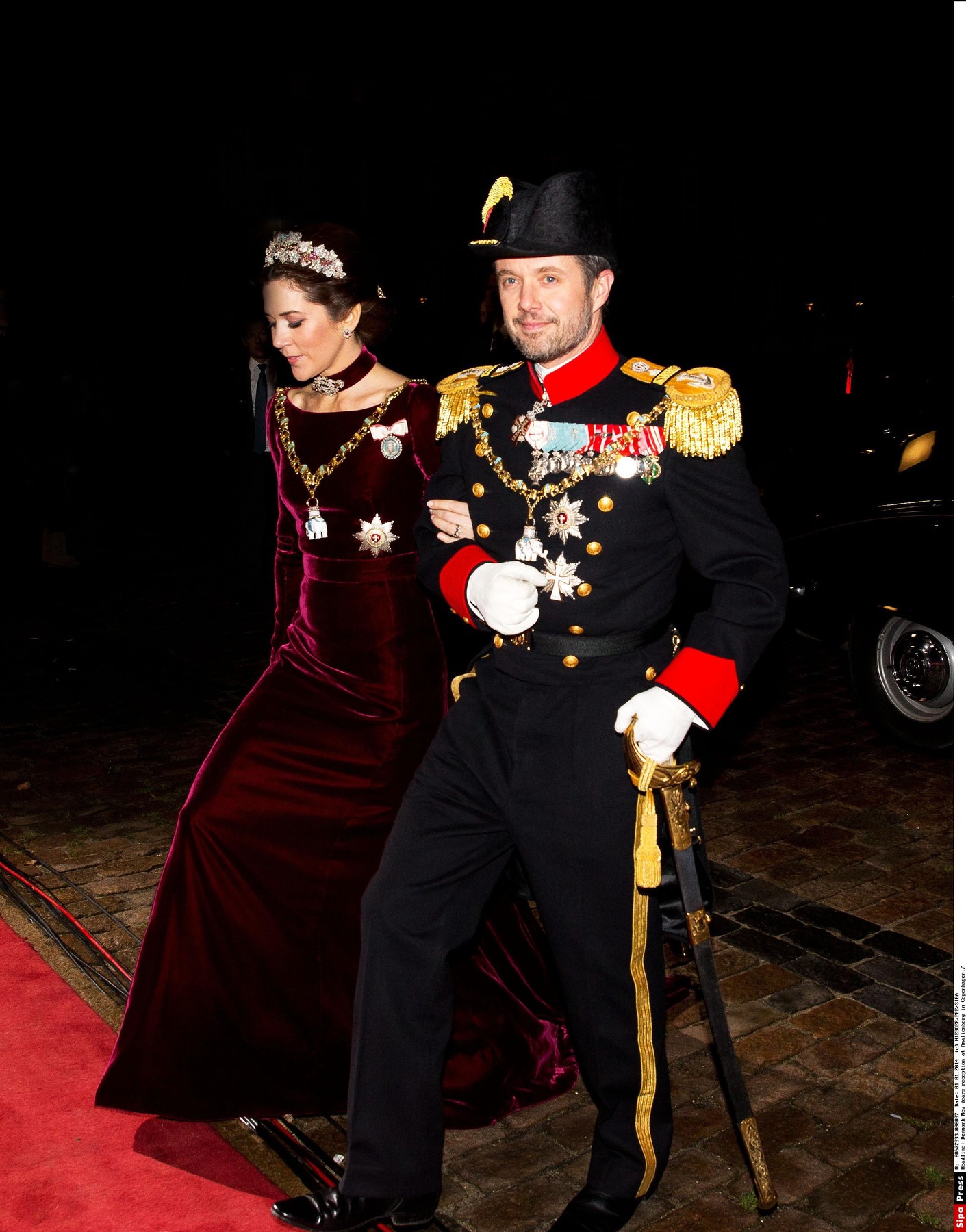 01-01-2014 Amalienborg Princess Mary and Prince Frederik at the New Years reception at Amalienborg in Copenhagen.

' PPE/Nieboer
/PICTUREPRESSEUROPE_1517.37/Credit:NIEBOER/PPE/SIPA/1401021543, Image: 227855680, License: Rights-managed, Restrictions: , Model Release: no, Credit line: NIEBOER/PPE / Sipa Press / Profimedia