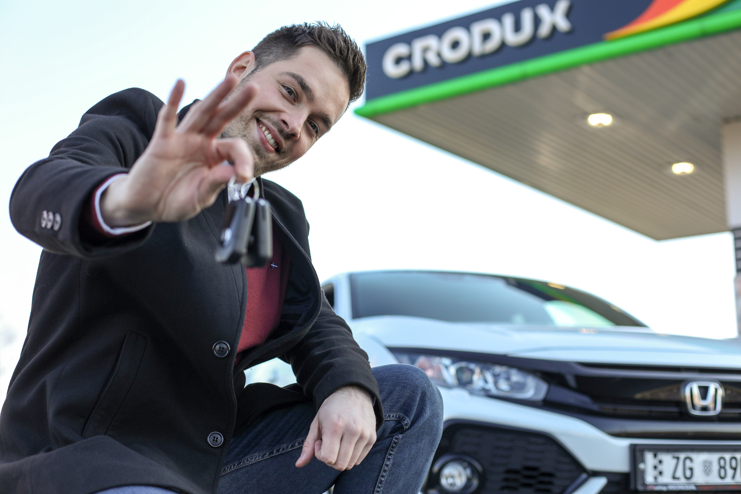 02.01.2020., Zacretje - Primopredaja automobila Honda Civic, dobitniku Crodux nagradne igre.
Photo: Borna Filic/PIXSELL