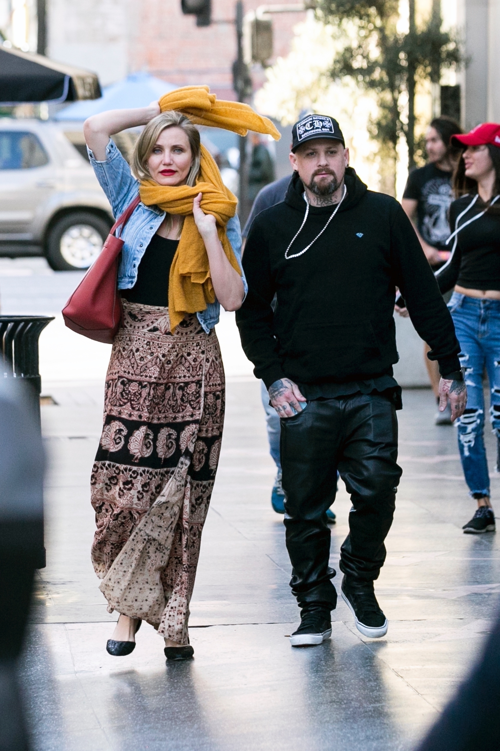 Los Angeles, CA  - *EXCLUSIVE* Camren Diaz and her hubby Benji Madden are seen heading to see 