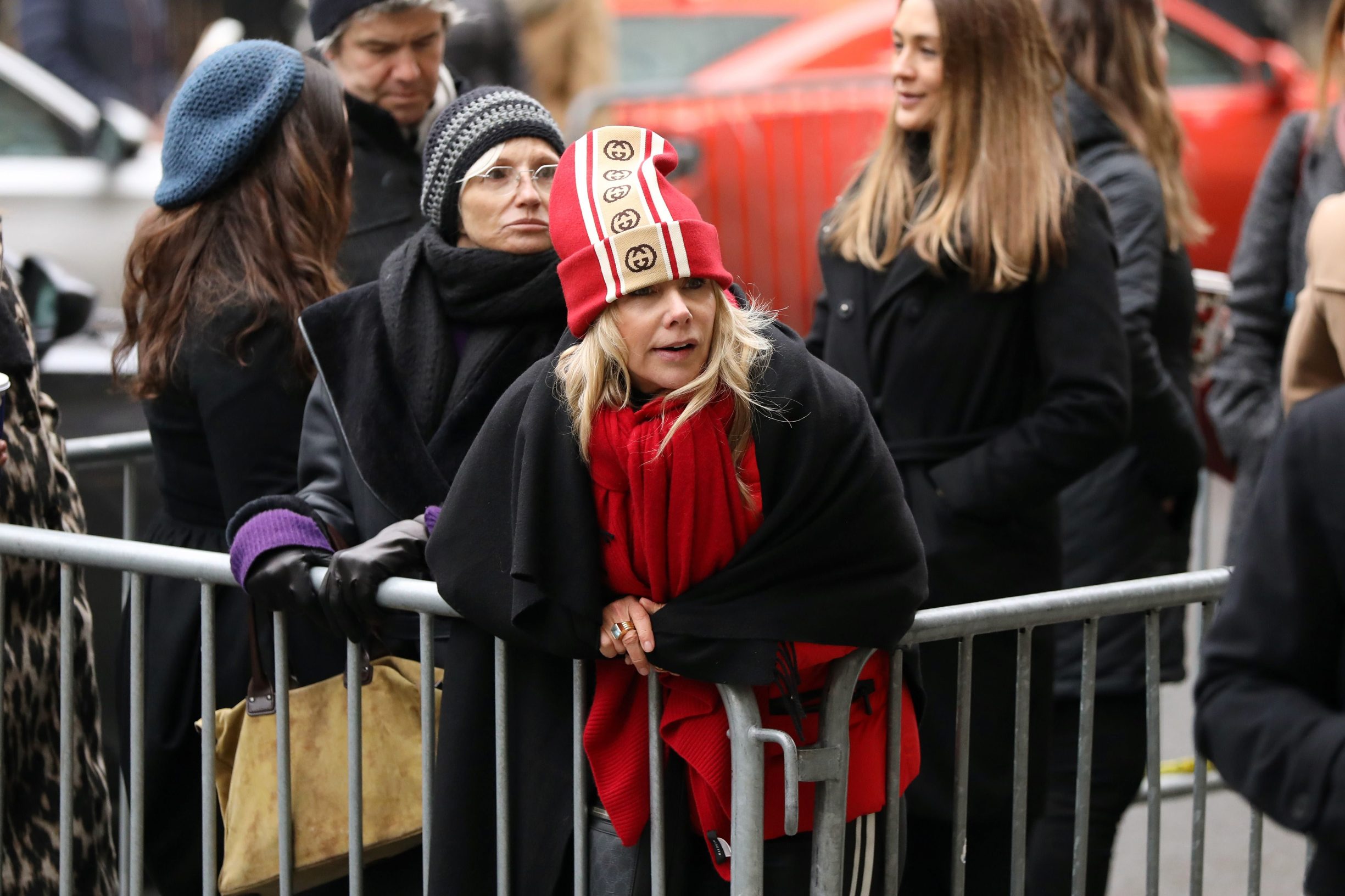 NEW YORK, NEW YORK - JANUARY 06: Actress Rosanna Arquette joins other accusers and protesters as Harvey Weinstein arrives at a Manhattan court house for the start of his trial on January 06, 2020 in New York City. Weinstein, a movie producer whose alleged sexual misconduct helped spark the #MeToo movement, pleaded not-guilty on five counts of rape and sexual assault against two unnamed women and faces a possible life sentence in prison.   Spencer Platt/Getty Images/AFP
== FOR NEWSPAPERS, INTERNET, TELCOS & TELEVISION USE ONLY ==
