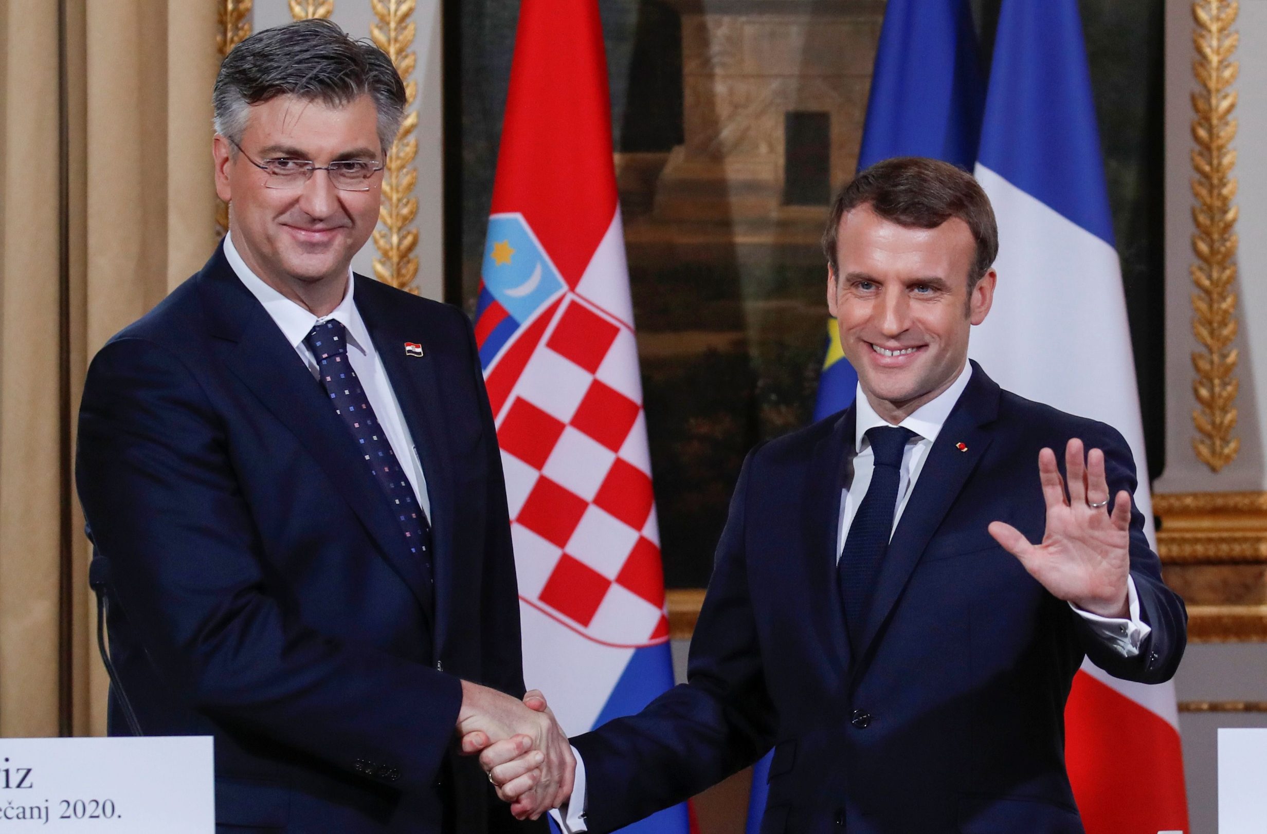 Francuski predsjednik Emmanuel Macron i hrvatski premijer Andrej Plenković