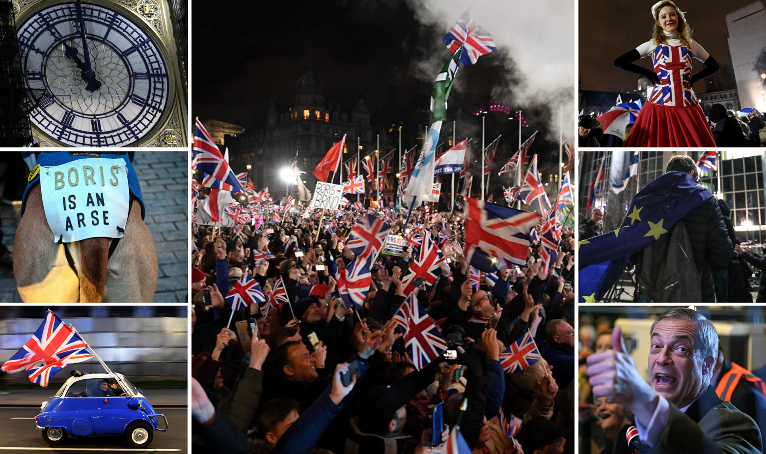 Prizori iz Londona i Bruxellesa tijekom noći Brexita