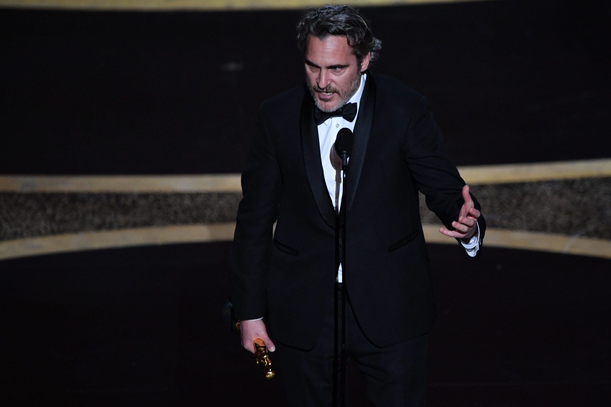 US actor Joaquin Phoenix accepts the award for Best Actor in a Leading Role for 