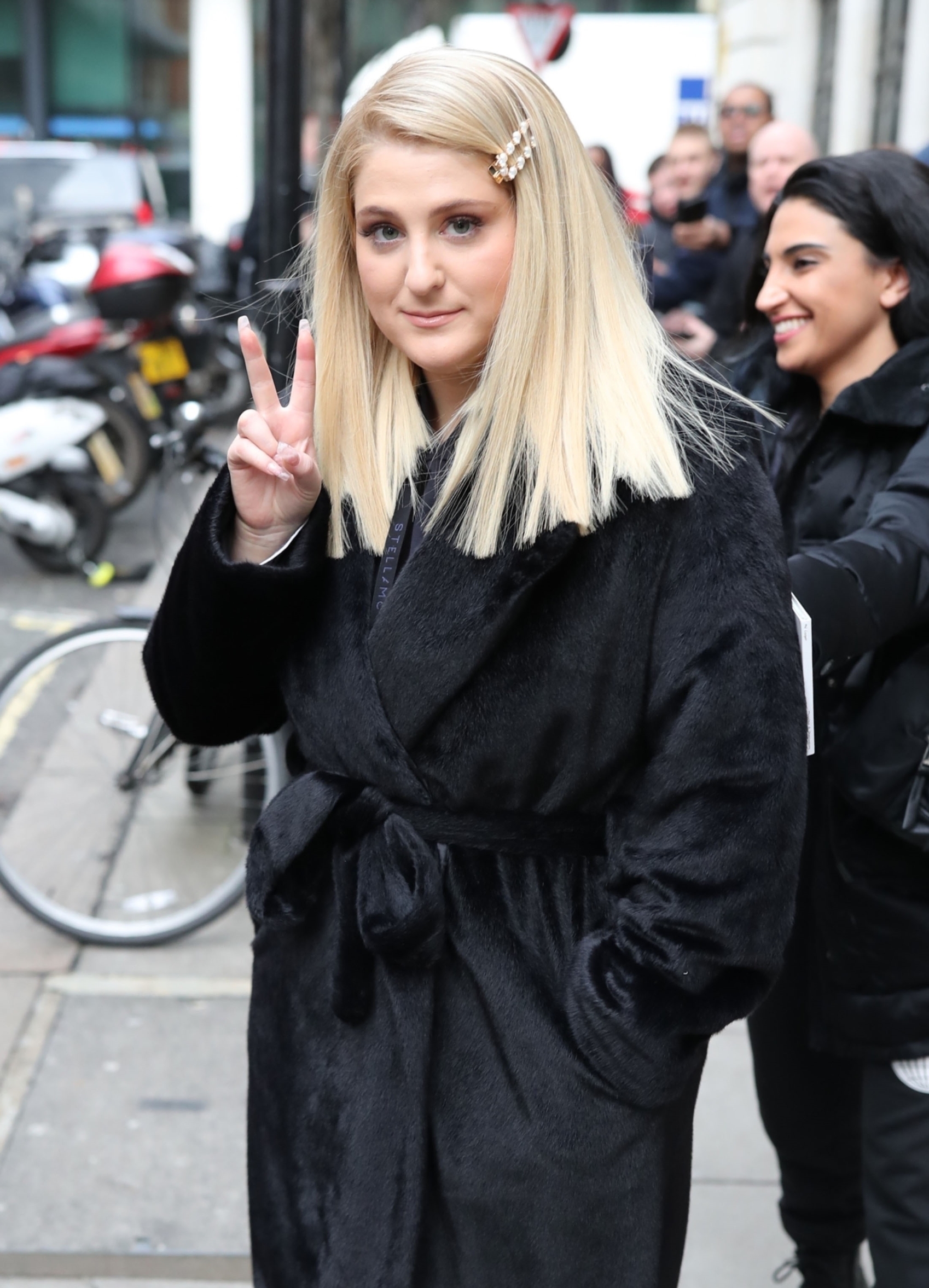 London, UNITED KINGDOM  - American singer-songwriter and the judge on 'The Voice',  Meghan Trainor seen leaving BBC Radio Zoe Ball show wearing velvet bathrobe in London.

*UK Clients - Pictures Containing Children
Please Pixelate Face Prior To Publication*, Image: 500016537, License: Rights-managed, Restrictions: , Model Release: no, Credit line: BACKGRID / Backgrid UK / Profimedia