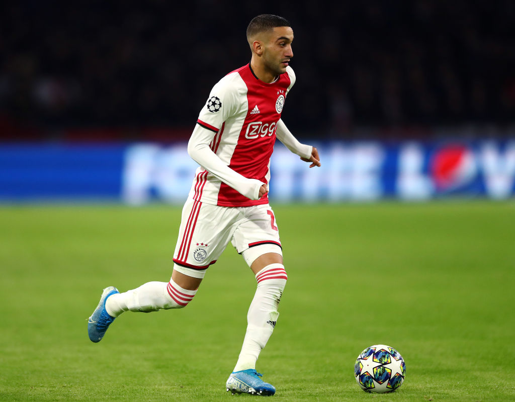 AMSTERDAM, NETHERLANDS - DECEMBER 10: Hakim Ziyech of Ajax in action during the UEFA Champions League group H match between AFC Ajax and Valencia CF at Amsterdam Arena on December 10, 2019 in Amsterdam, Netherlands. (Photo by Dean Mouhtaropoulos/Getty Images)