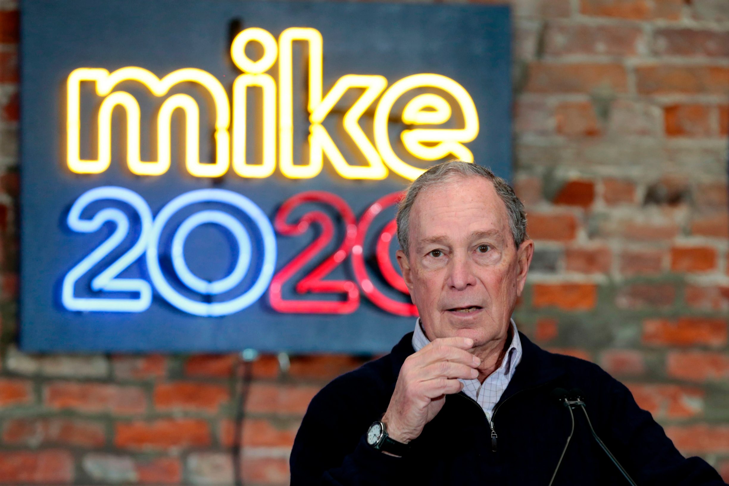 (FILES) In this file photo taken on December 21, 2019 2020 Democratic presidential hopeful and former New York Mayor Michael Bloomberg speaks during an event to open a campaign office at Eastern Market in Detroit, Michigan. - They're flooding the airwaves with campaign ads targeting Donald Trump. They're paying for it with their own money. Billionaires Mike Bloomberg and Tom Steyer have invested hundreds of millions of dollars in their efforts to win the Democratic Party's presidential nomination. And so far, it seems like that strategy is working. (Photo by JEFF KOWALSKY / AFP)