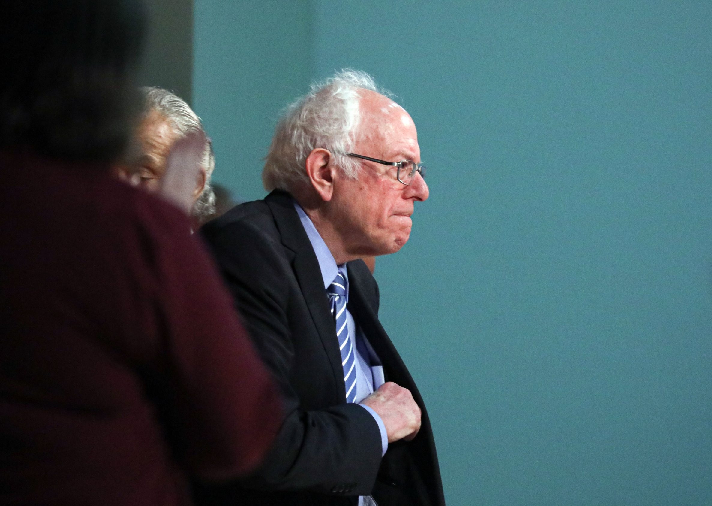 Democratic presidential hopeful and Vermont Senator Bernie Sanders (I-VT) arrives to deliver remarks during the Rev. Al Sharpton Minister's Breakfast at Mt. Moriah Missionary Baptist Church in North Charleston, South Carolina on February 26, 2020. - Six candidates minus former New York City Mayor, Michael Bloomberg, spoke to the breakfast as they court voters before the South Carolina primary on February 29, 2020. (Photo by Logan CYRUS / AFP)