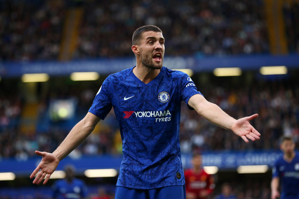 LONDON, ENGLAND - SEPTEMBER 22:  Mateo Kovacic of Chelsea reacts during the Premier League match between Chelsea FC and Liverpool FC at Stamford Bridge on September 22, 2019 in London, United Kingdom. (Photo by Dan Istitene/Getty Images)