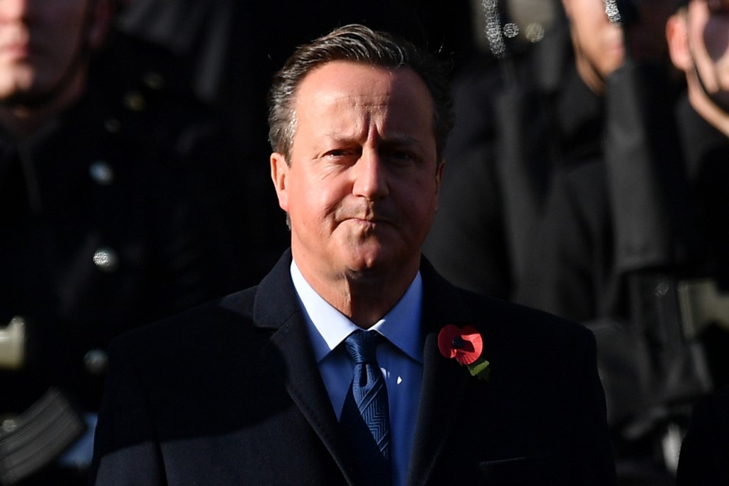 Britain's former prime minister David Cameron attends the Remembrance Sunday ceremony at the Cenotaph on Whitehall in central London, on November 10, 2019. - Remembrance Sunday is an annual commemoration held on the closest Sunday to Armistice Day, November 11, the anniversary of the end of the First World War and services across Commonwealth countries remember servicemen and women who have fallen in the line of duty since WWI. (Photo by Daniel LEAL-OLIVAS / AFP)
