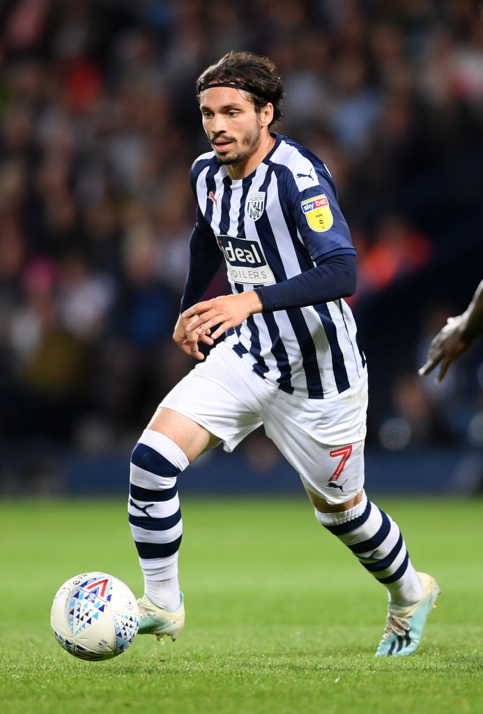 WEST BROMWICH, ENGLAND - AUGUST 21: Filip Krovinovic of West Bromwich Albion runs with the ball during the Sky Bet Championship match between West Bromwich Albion and Reading at The Hawthorns on August 21, 2019 in West Bromwich, England. (Photo by Laurence Griffiths/Getty Images)