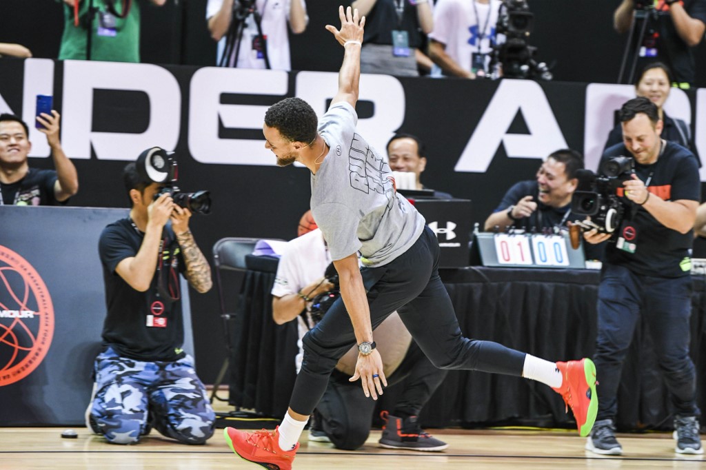 NBA star Stephen Curry of Golden State Warriors attends the 2019 Under Armour Basketball Asia Tour in Shanghai, China, 29 June 2019.