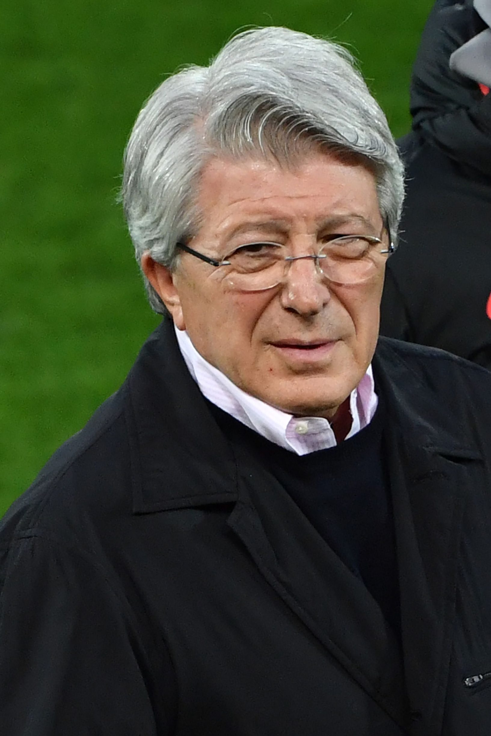 Atletico Madrid president Enrique Cerezo attends a training session at Anfield stadium in Liverpool, north west England on March 10, 2020, on the eve of their UEFA Champions League last 16 second leg football match against Liverpool. (Photo by Paul ELLIS / AFP)