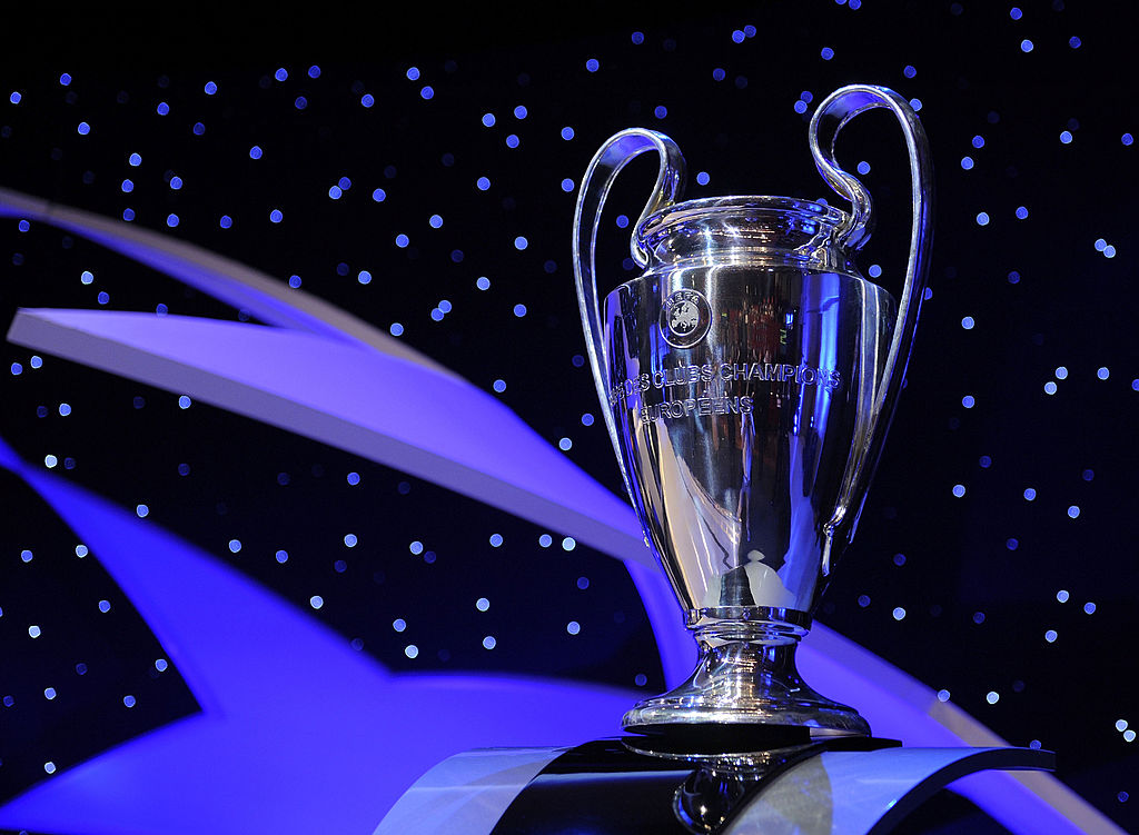 MONTE CARLO, MONACO - AUGUST 28:  A general view of the UEFA Champions League trophy at the UEFA Champions League Draw for the 2008/2009 season at the Grimaldi Center on August 28, 2008 in Monte Carlo, Monaco.  (Photo by Denis Doyle/Getty Images)