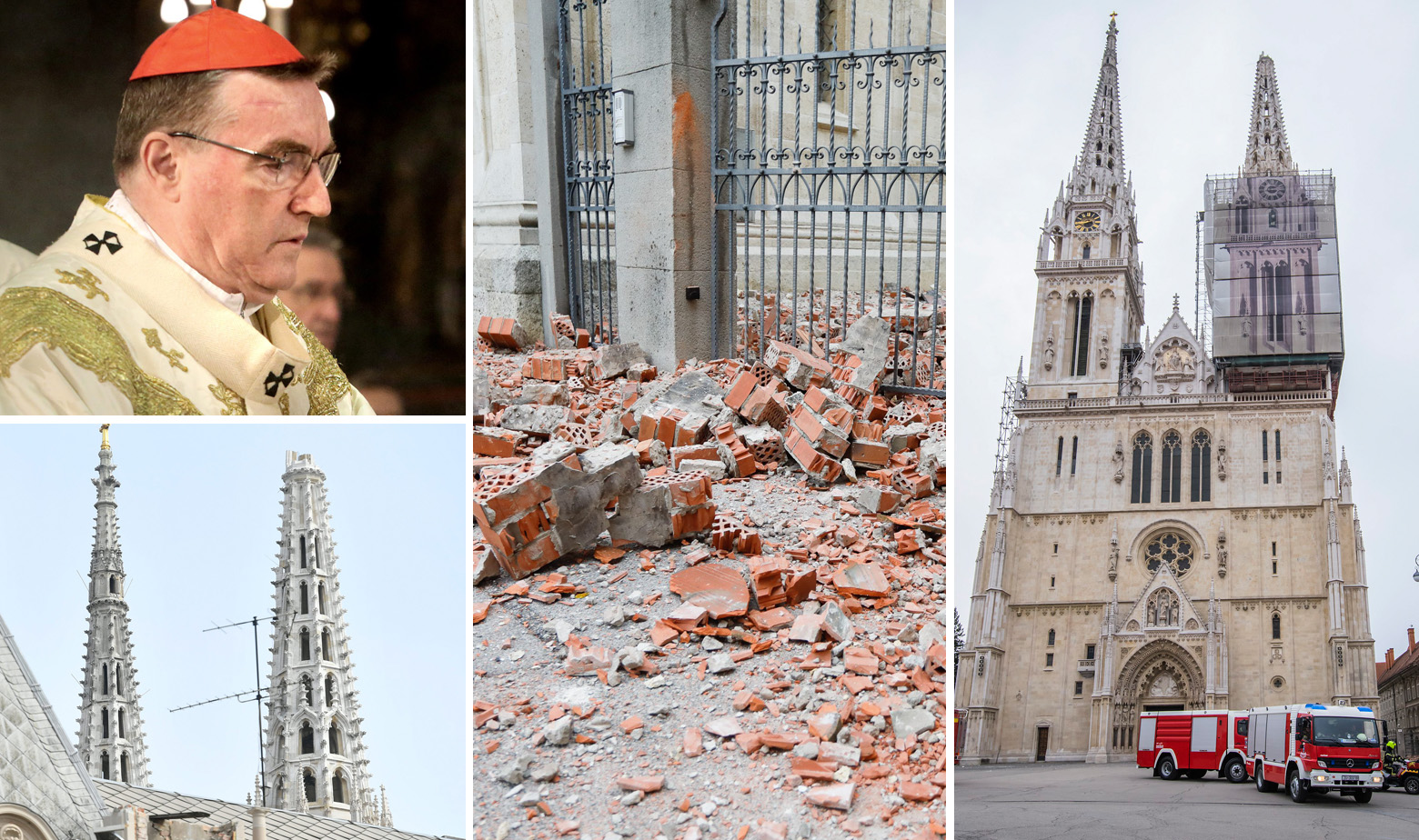 Kardinal Josip Bozanić i oštećena katedrala u Zagrebu