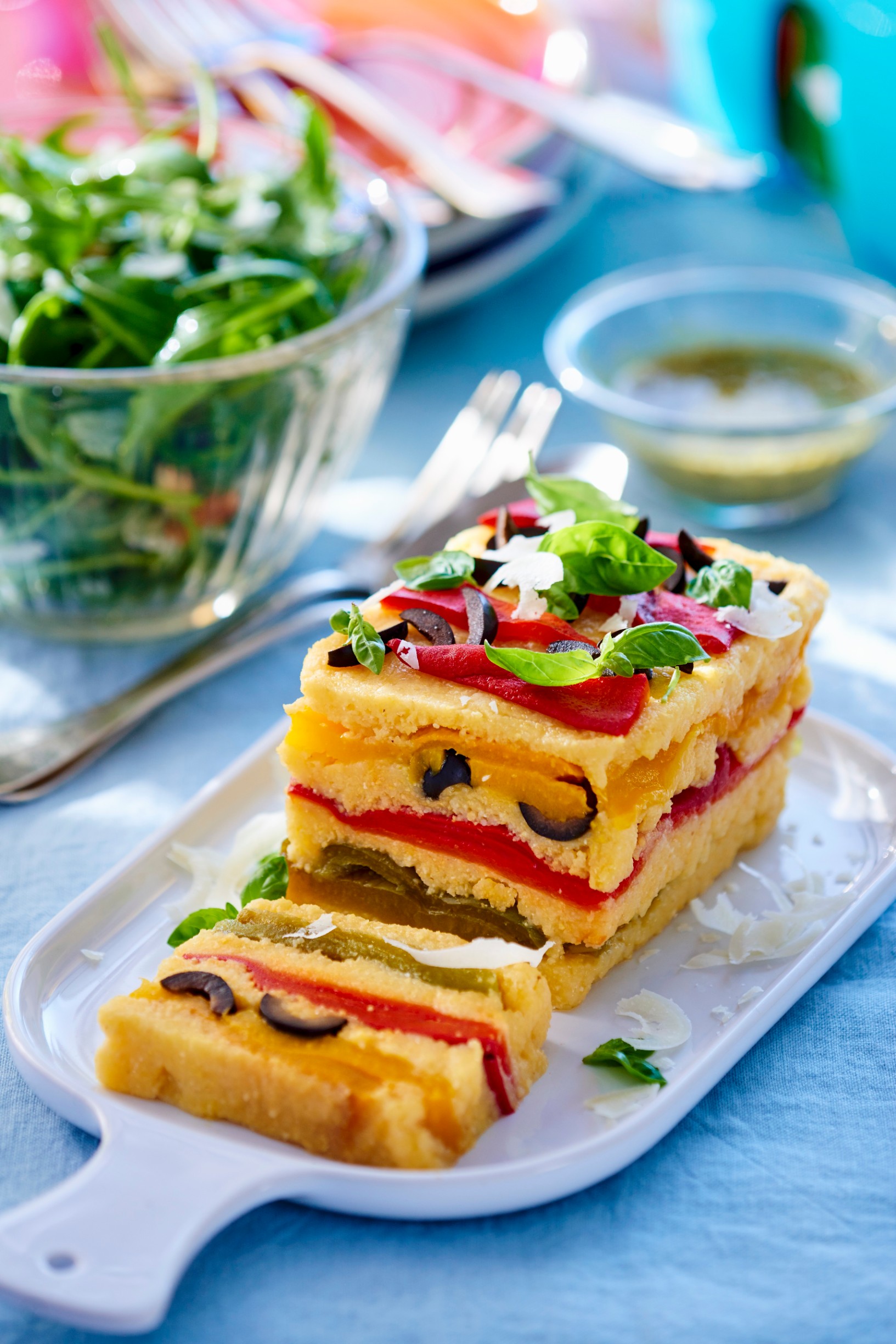StockFood_12336366_HiRes_Polenta_terrine_with_red_pepper_and_olives