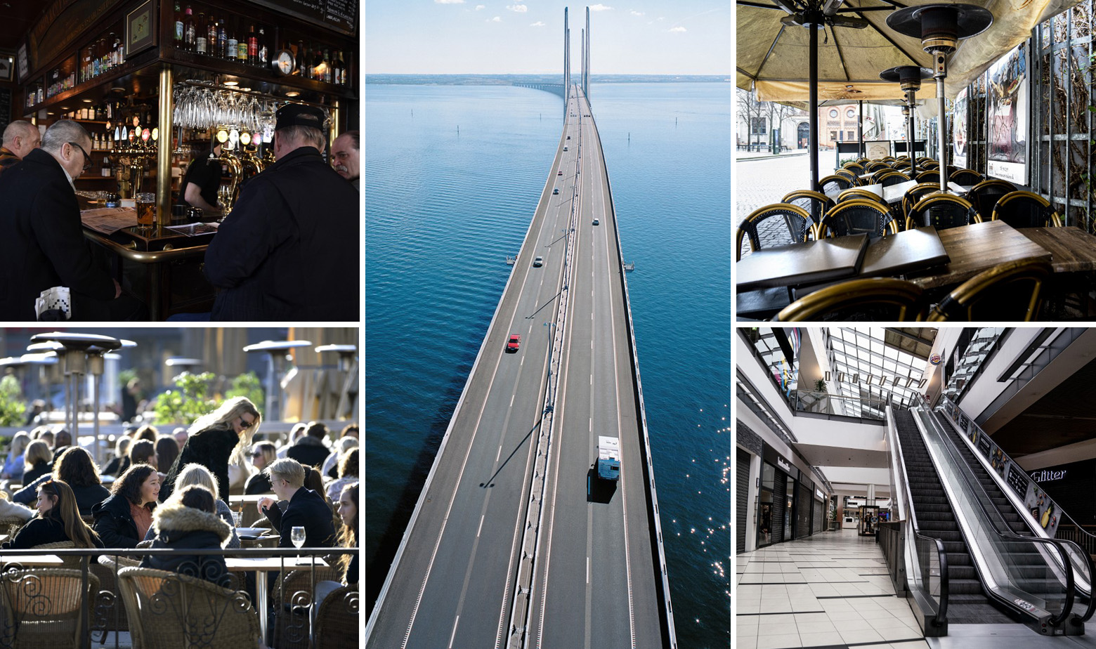 Lijevo prizori iz Švedske, u sredini Oresundski most, desno prizori iz Danske