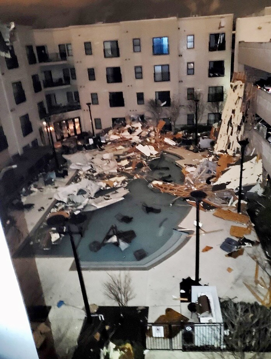 The pool at Vista Germantown apartment complex shows damage after a tornado hit Nashville on Tuesday, March 3, 2020. â€śI grabbed my dog and a blanket and went into my closet and laid on the floor,â€ť Tim Vansumeren said. â€śI decided to evacuate when I saw cars flipped over outside and air conditioning units in our pool.â€ť

Vista Pool, Image: 502747079, License: Rights-managed, Restrictions: *** World Rights ***, Model Release: no, Credit line: USA TODAY Network / ddp USA / Profimedia