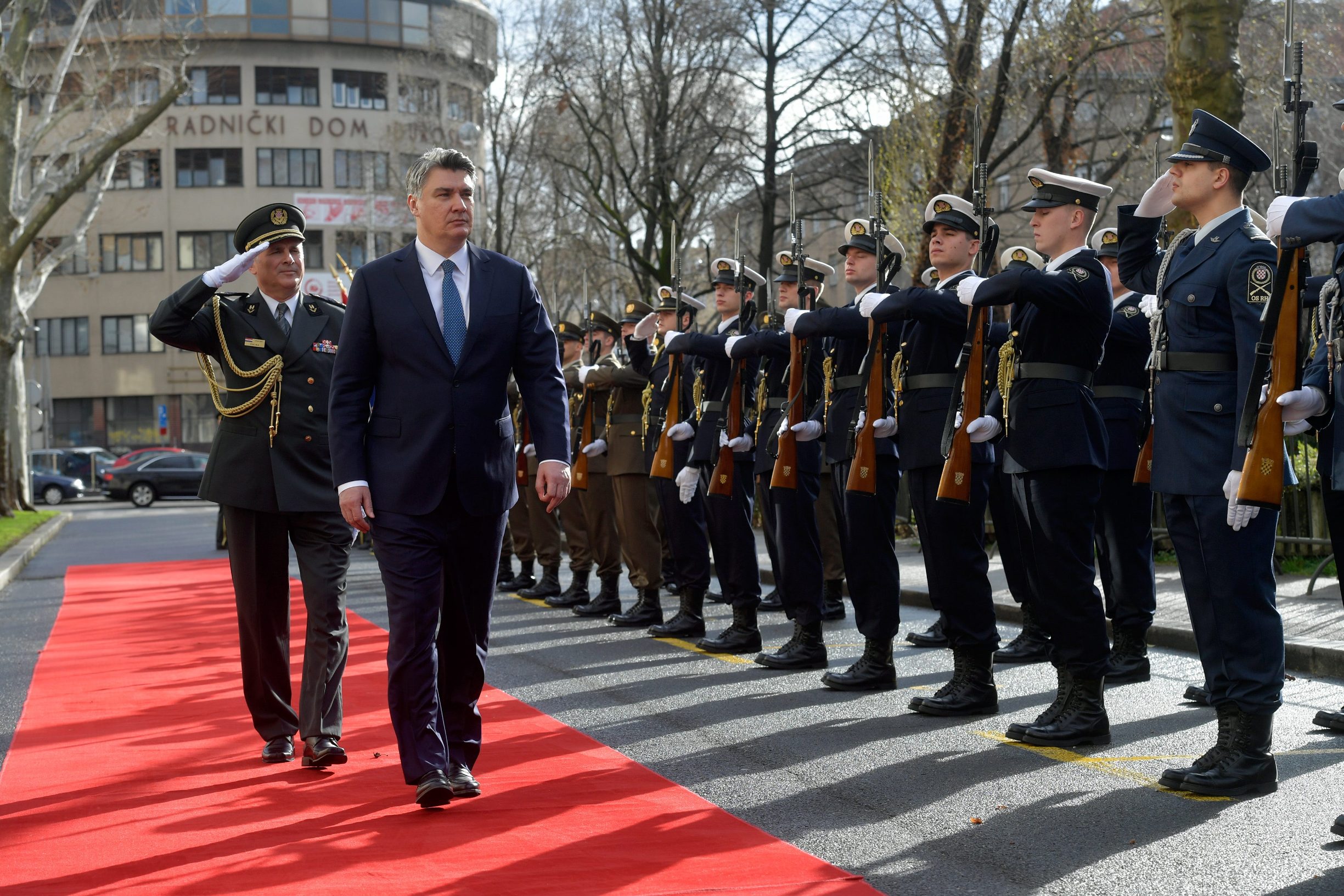 President Zoran Milanović reviews troops
