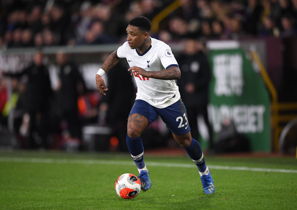 BURNLEY, ENGLAND - MARCH 07: Spurs player Steven Bergwijn in action during the Premier League match between Burnley FC and Tottenham Hotspur at Turf Moor on March 07, 2020 in Burnley, United Kingdom. (Photo by Stu Forster/Getty Images)