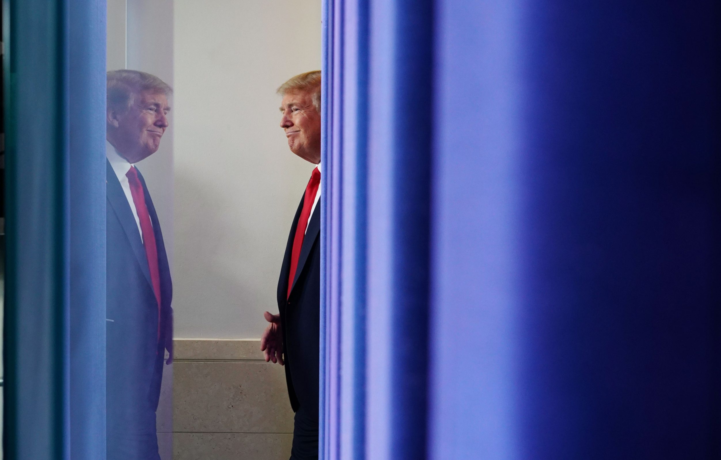US President Donald Trump arrives for the daily briefing on the novel coronavirus, which causes COVID-19, in the Brady Briefing Room at the White House on April 13, 2020, in Washington, DC. (Photo by MANDEL NGAN / AFP)