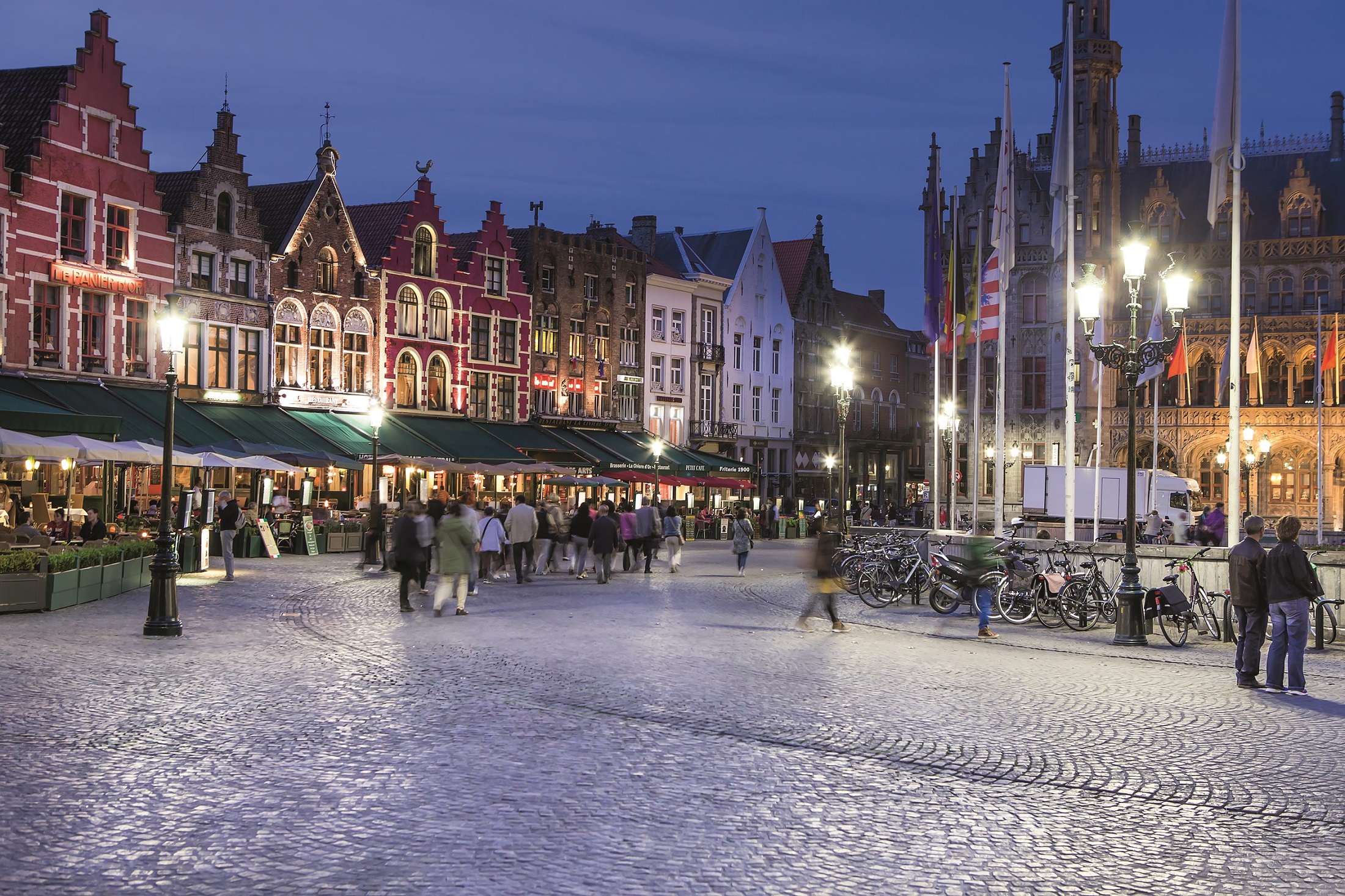The old town city center of Bruges, Belgium.