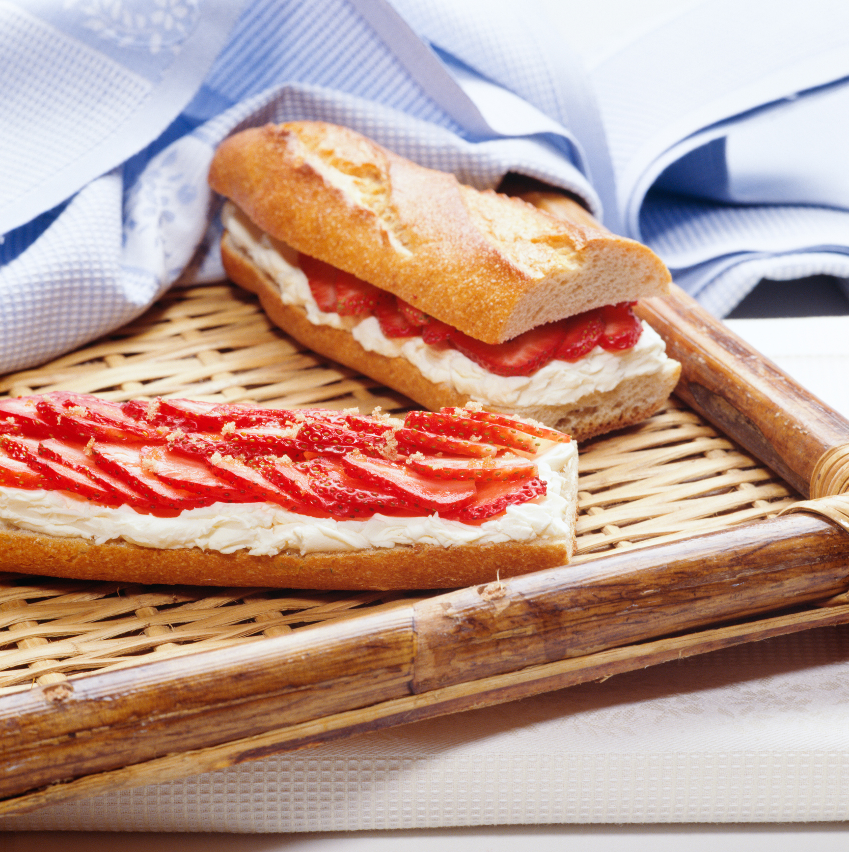 Strawberry and cream cheese Sandwich on baguette