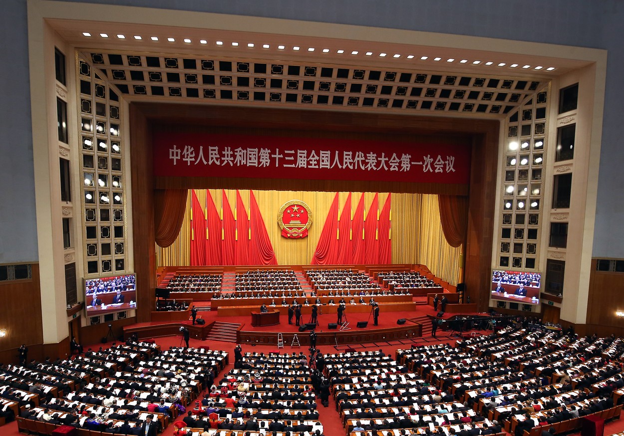 March 5, 2018 - Beijing, China - China's top government delegates attend the opening session of the National People's Congress (NPC) in the Great Hall of the People in Beijing on March 5, 2018.  China's largely ceremonial parliament opened Monday, with over 3,000 delegates poised to endorse controversial measures that will allow Chinese President Xi Jinping to rule indefinitely., Image: 414787101, License: Rights-managed, Restrictions: , Model Release: no, Credit line: Todd Lee / Zuma Press / Profimedia
