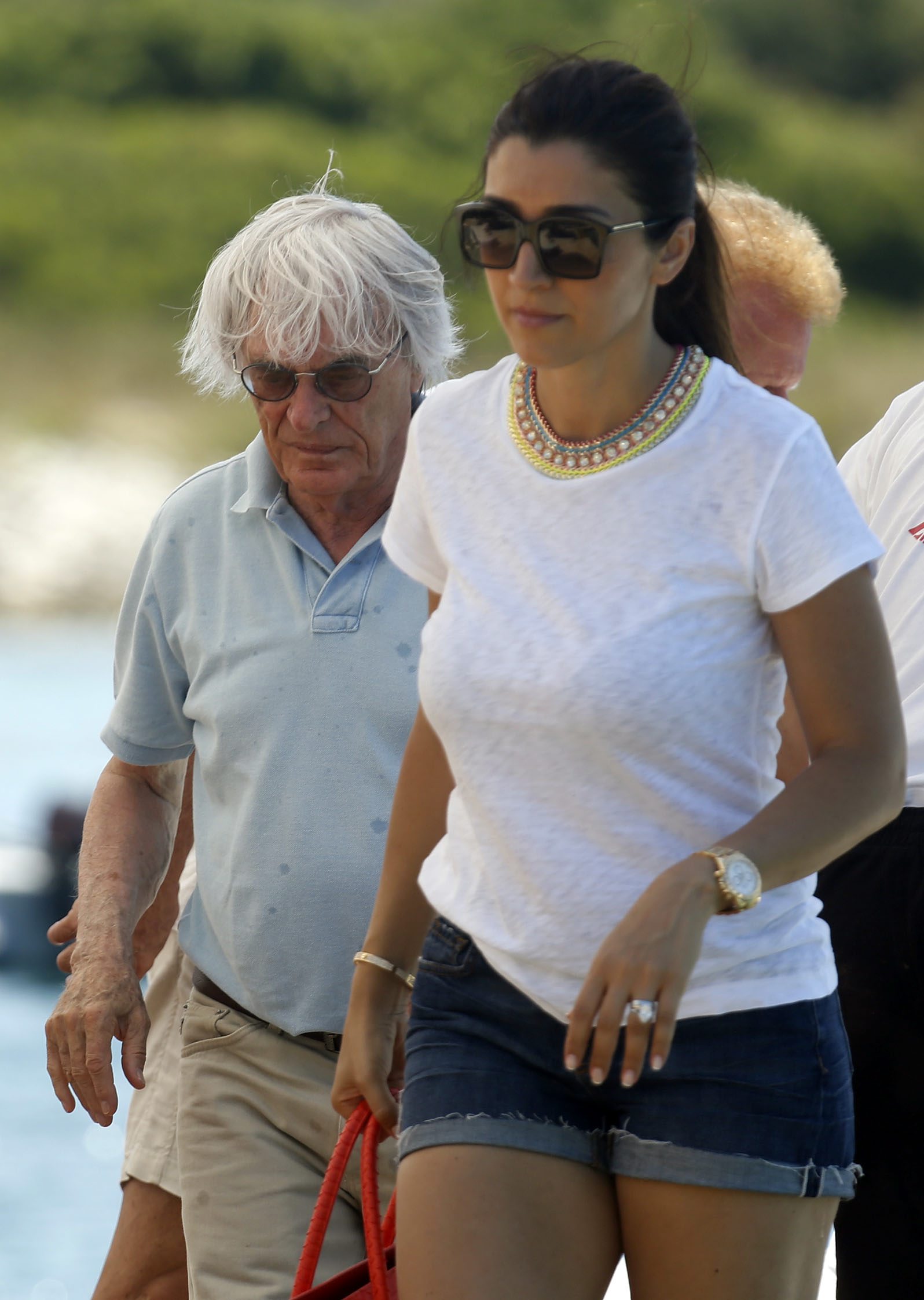 Hvar, 130814.
Pakleni otoci.
CEO Formule 1 Bernie Ecclestone sa suprugom Fabianom Flosi.
Foto: Damjan Tadic / CROPIX
