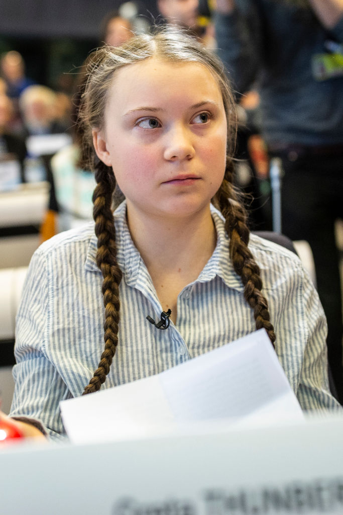 BRUSSELS, BELGIUM - FEBRUARY 21: Greta Thunberg, climate activist sits at Civil Society for rEUnaissance panel on February 21, 2019 in Brussels, Belgium. (Photo by Maja Hitij/Getty Images)