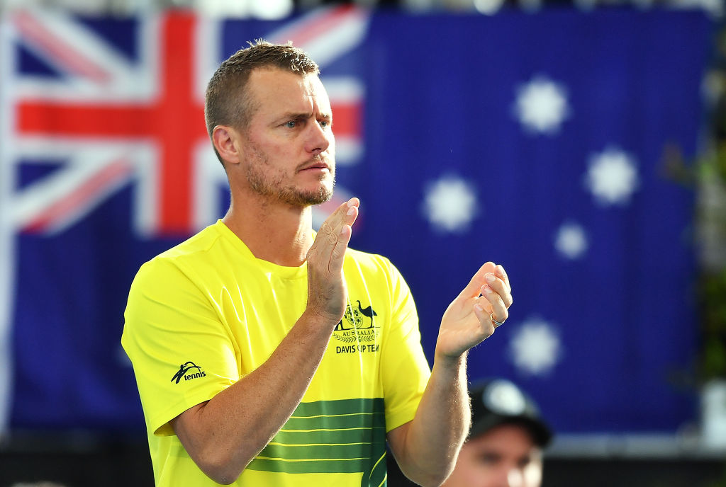 ADELAIDE, AUSTRALIA - MARCH 06: Lleyton Hewitt captain of Australia during the Davis Cup Qualifier Tie singles match between John Millman of Australia and Thiago Seyboth Wild of Brazil   at Memorial Drive on March 06, 2020 in Adelaide, Australia. (Photo by Mark Brake/Getty Images)
