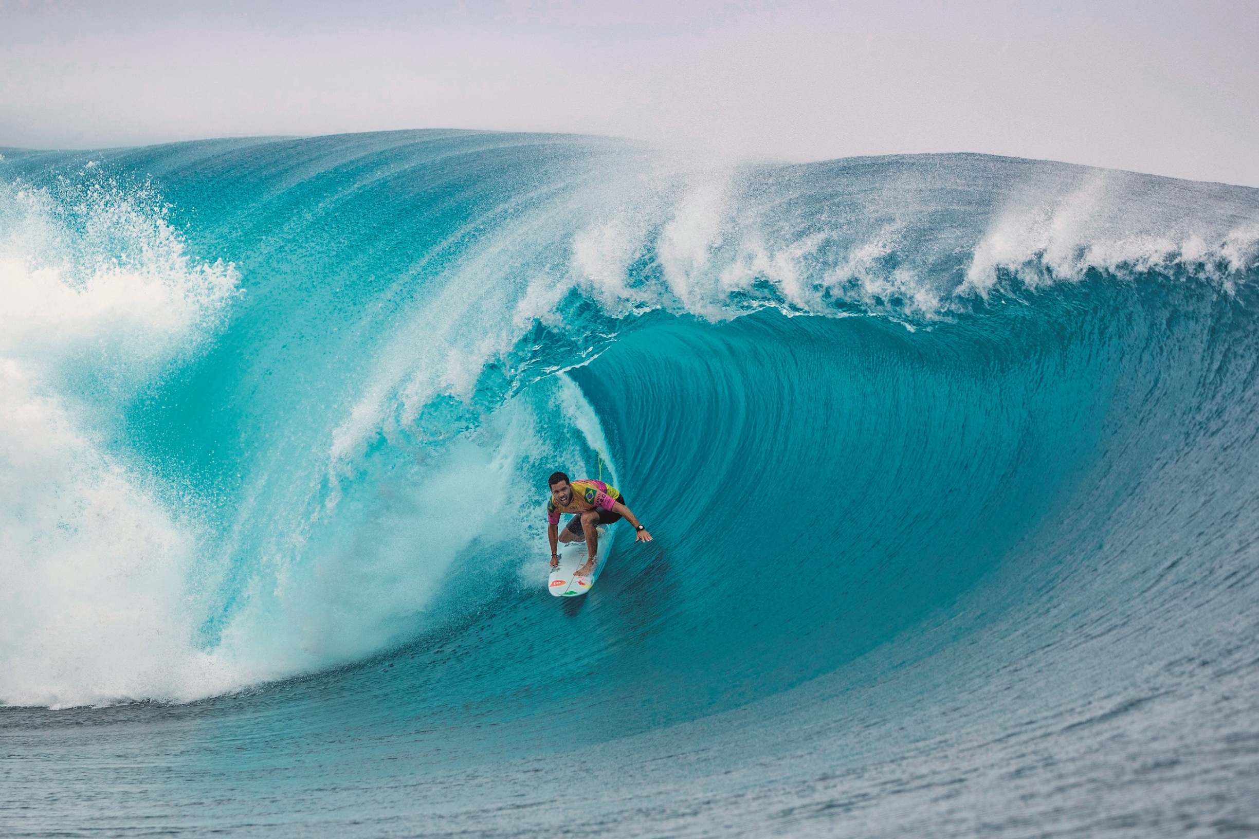 Brazilian surfer Adriano De Souza competes on the third day of the 2019 Tahiti Pro at Teahupoo, Tahiti, on August 28, 2019., Image: 467626117, License: Rights-managed, Restrictions: RESTRICTED TO EDITORIAL USE, Model Release: no, Credit line: brian bielmann / AFP / Profimedia