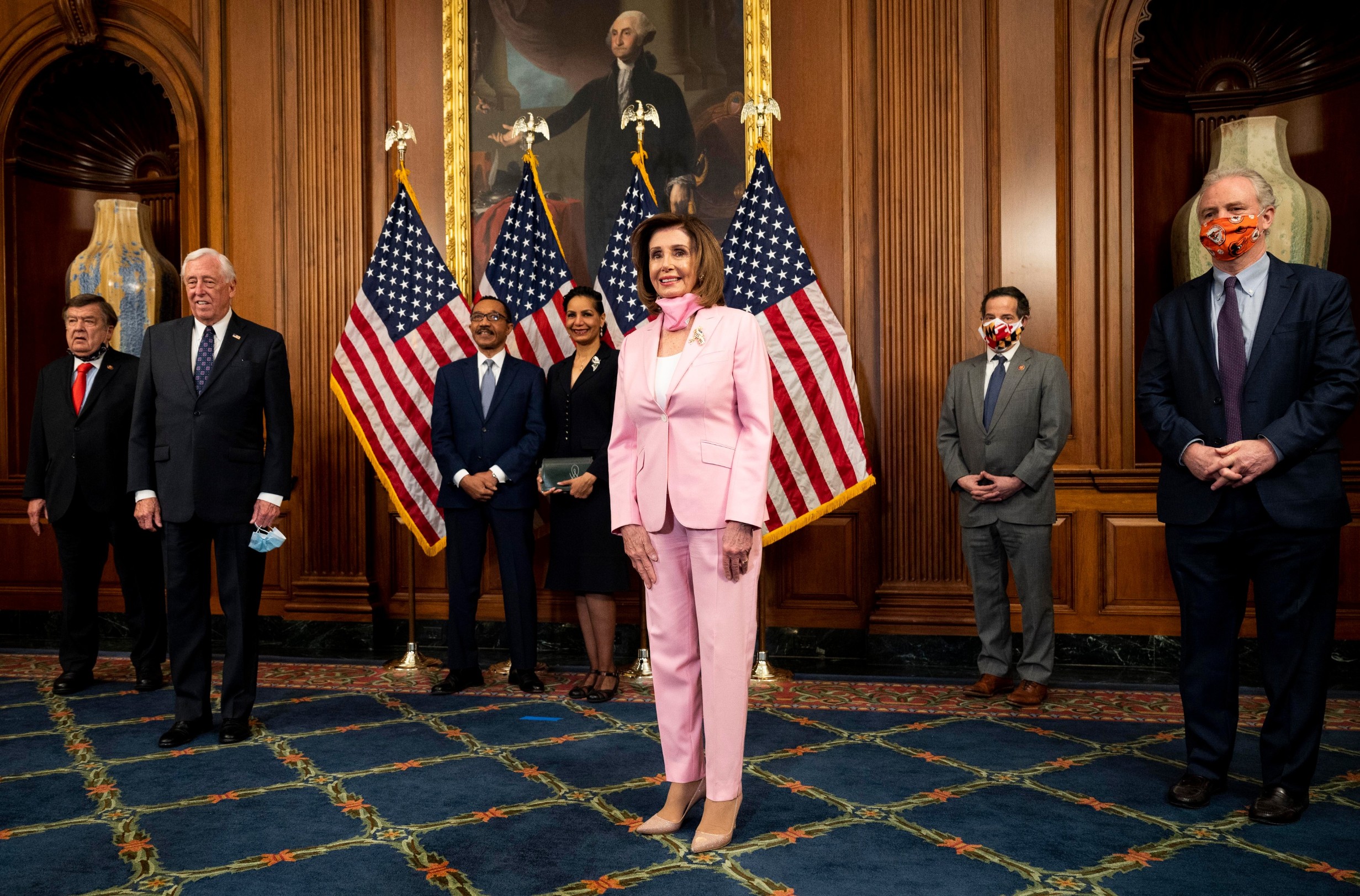 May 5, 2020, Washington, DC, United States: May 5, 2020 - Washington, DC, United States: U.S. Representative NANCY PELOSI (D-CA) at the ceremonial swearing in of Representative Elect KWEISI MFUME, Image: 517256064, License: Rights-managed, Restrictions: , Model Release: no, Credit line: Michael Brochstein / Zuma Press / Profimedia