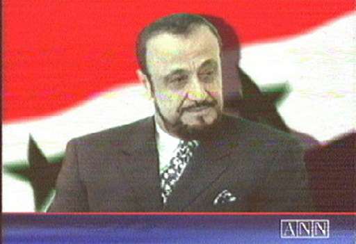 A TV grab shows a photo of Rifaat al-Assad, the exiled brother of Syria's late Preisdent Hafez al-Assad, as it appeared on June 12, 2000 on the London-based Arab News Network (ANN) television station, which belongs to his son Sumer. - ANN said it would broadcast a 