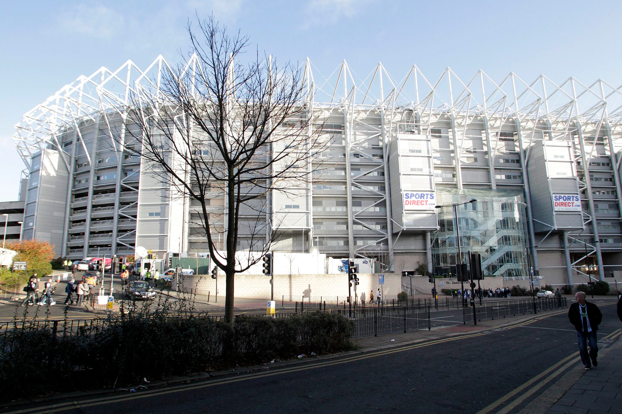 (FILES) In this file photo taken on December 03, 2011 A general view shows the outside of St James' Park, the home of English Premier League football team Newcastle United, in Newcastle-upon-Tyne - A Saudi-backed £300m (8 million) takeover of Newcastle United is nearing completion at a time when the rest of the football industry is on its knees due to the economic crisis caused by coronavirus. For Saudi Arabia's Public Investment Fund (PIF), led by Crown Prince Mohammed bin Salman, that will reportedly take an 80 percent stake in the Premier League club, the crisis presents an opportunity. (Photo by GRAHAM STUART / AFP)