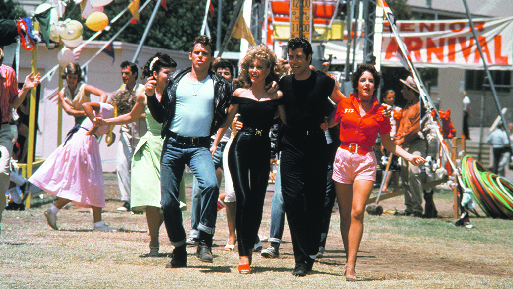 Grease (1978)
Directed by Randal Kleiser
Shown in foreground from left: Jeff Conaway, Olivia Newton-John, John Travolta, Stockard
Channing