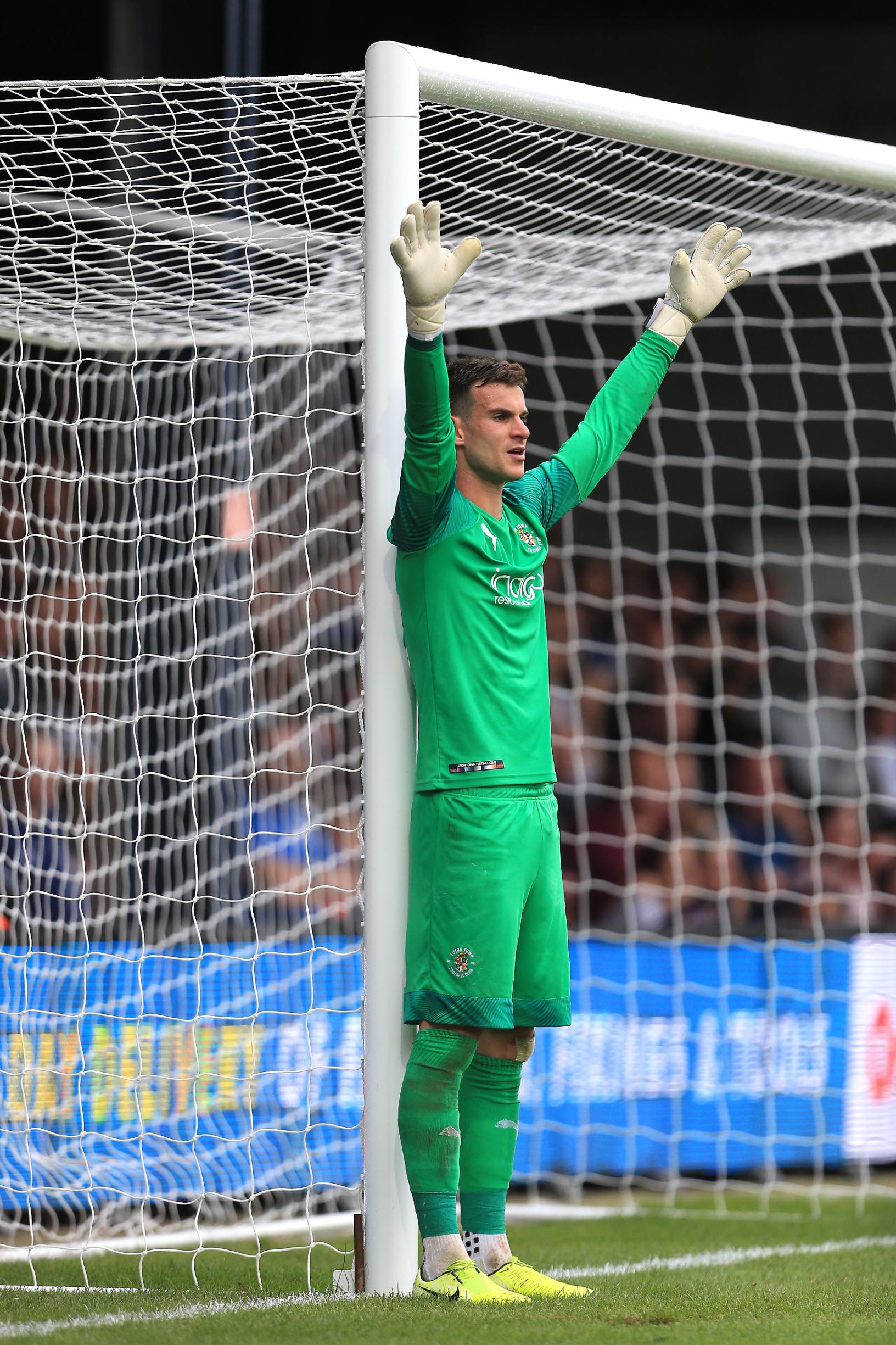 LUTON, ENGLAND - AUGUST 31: Simon Sluga of Luton Town during the Sky Bet Championship match between Luton Town and Huddersfield Town at Kenilworth Road on August 31, 2019 in Luton, England. (Photo by Stephen Pond/Getty Images)