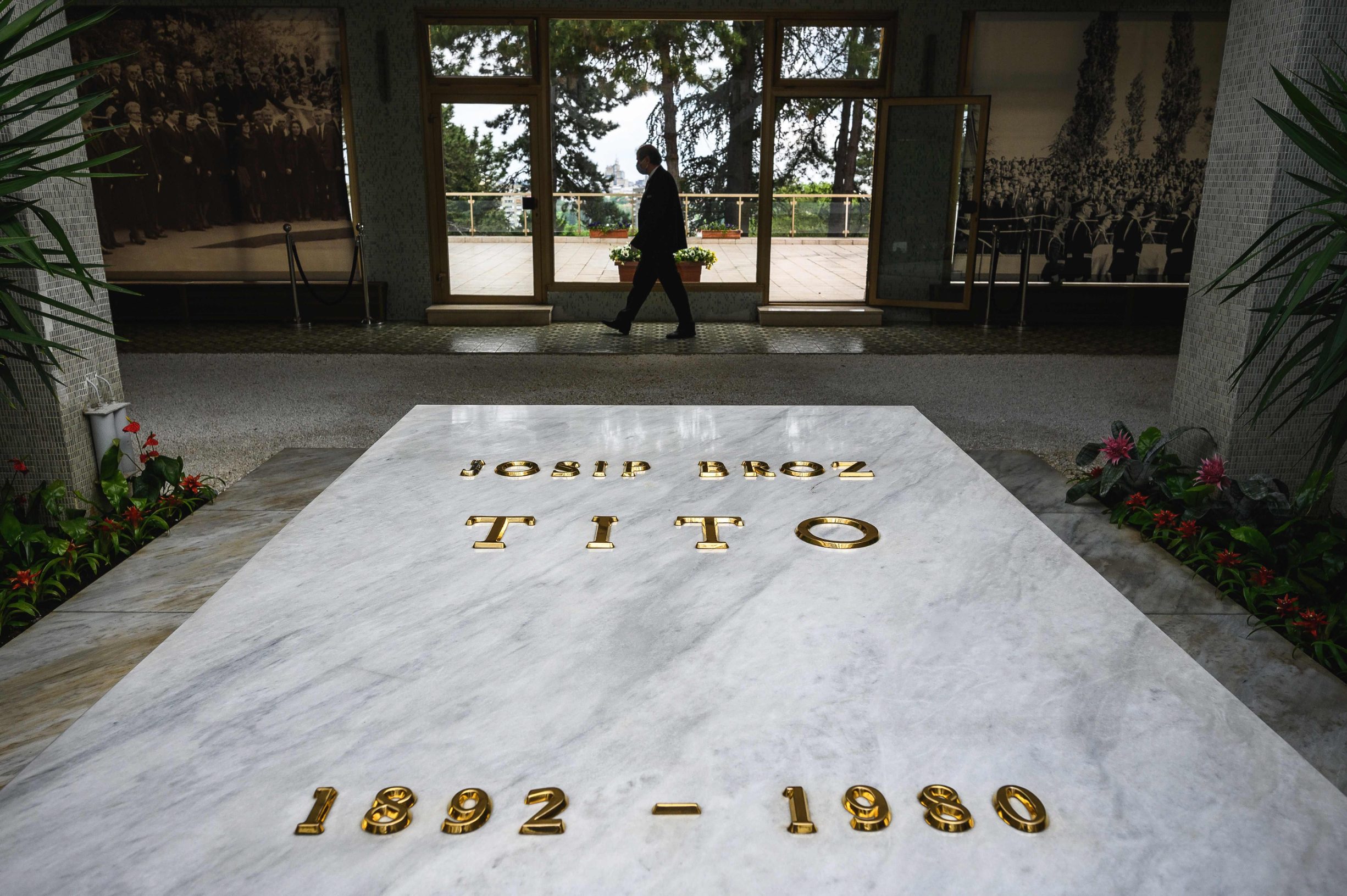 A security staff walks past the tomb of Josip Broz Tito (18921980), former President of communist Yugoslavia, at his resting place inside of the 