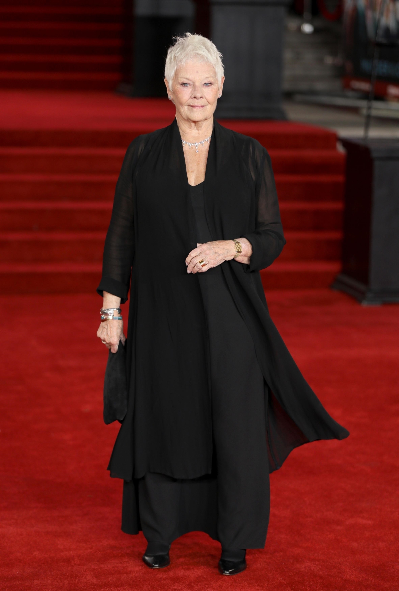 LONDON, UNITED KINGDOM  - 'Murder on the Orient Express' film premiere, Arrivals, London, UK

Pictured: Dame Judi Dench



*UK Clients - Pictures Containing Children
Please Pixelate Face Prior To Publication*, Image: 354491838, License: Rights-managed, Restrictions: , Model Release: no, Credit line: BACKGRID / Backgrid UK / Profimedia
