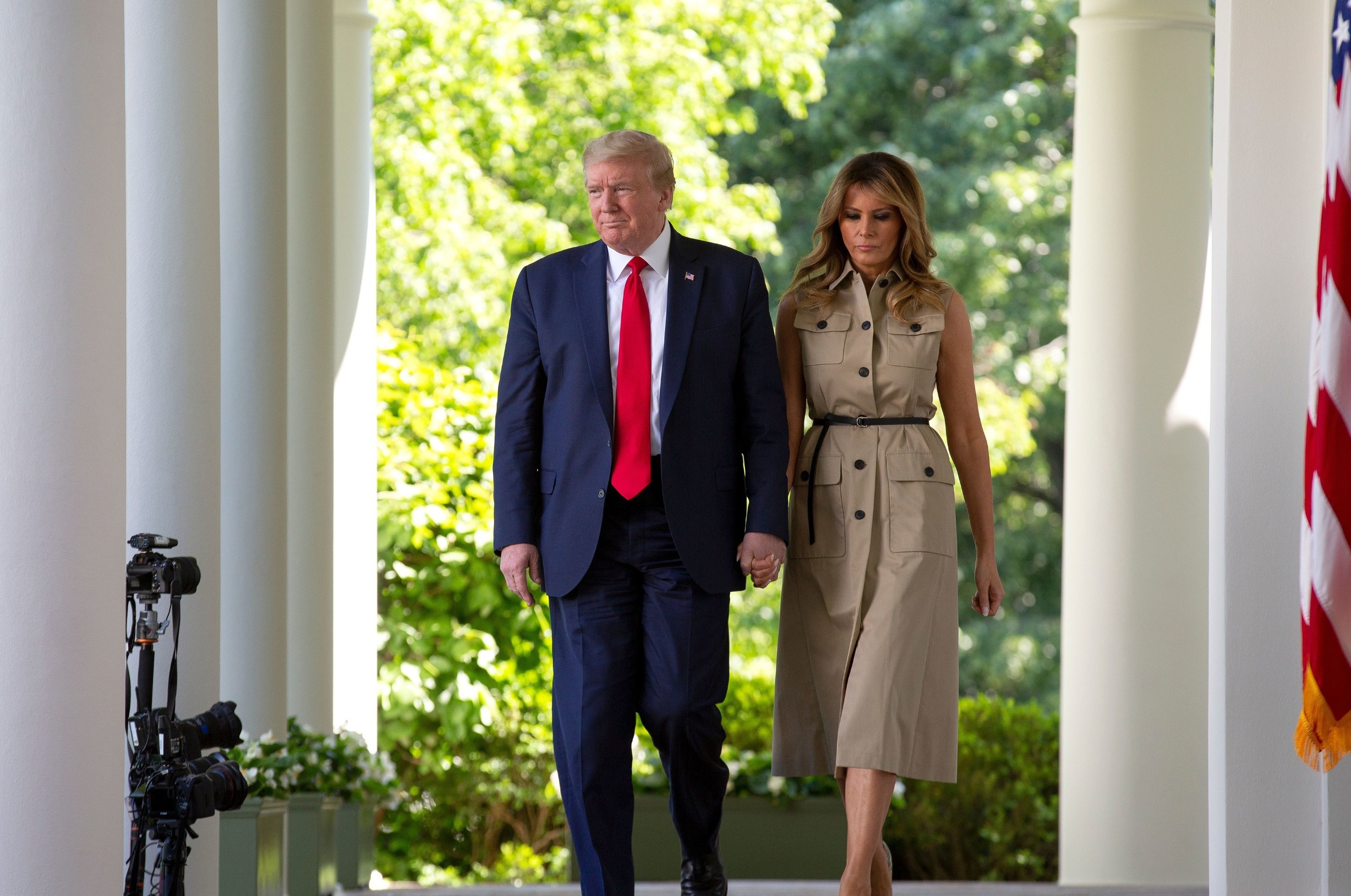 First lady Melania Trump and United States President Donald J. Trump arrive to the National Day of Prayer Service at the White House in Washington D.C., U.S.,.
National Day of Prayer Service, Washington, District of Columbia, USA - 07 May 2020, Image: 517850589, License: Rights-managed, Restrictions: , Model Release: no, Credit line: REX / Shutterstock Editorial / Profimedia