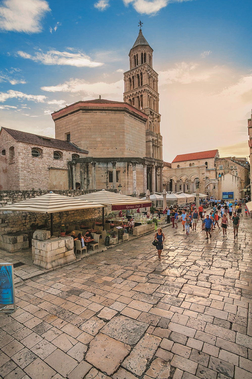 The Peristyle.  Diocletian's Palace ,  Cathedral of St Domnius ( St Duje Cathedral ) and the campanile , UNESCO World Heritage Site, Old town , Split, Central Dalmatia, Croatia